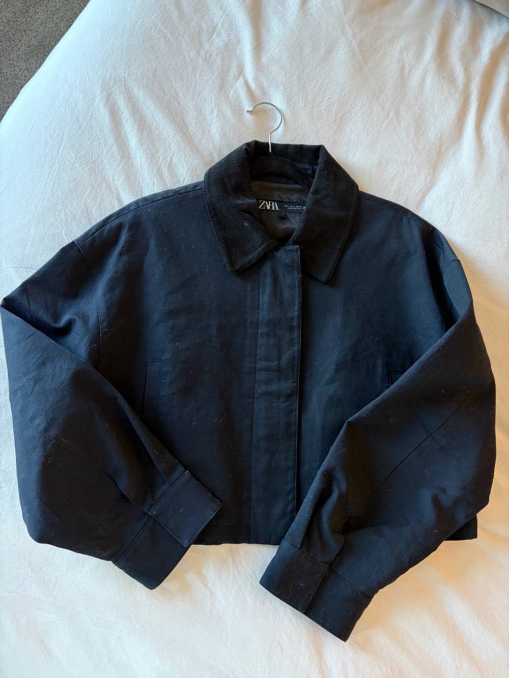 ZARA Black Cropped Bomber Jacket